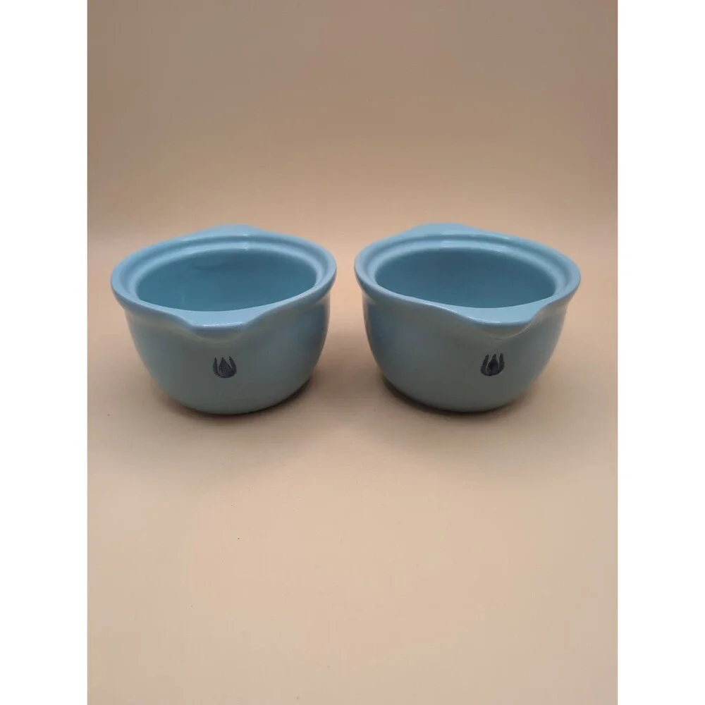 Lot Of 2 Vintage Cronin Blue Tulip Sugar Bowl/Mini Casserole Bake Oven USA 1950s